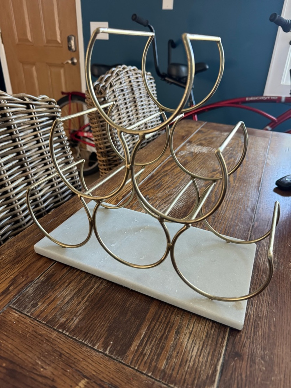 Anthropologie Brass Finish Wine Rack with White Stone Base